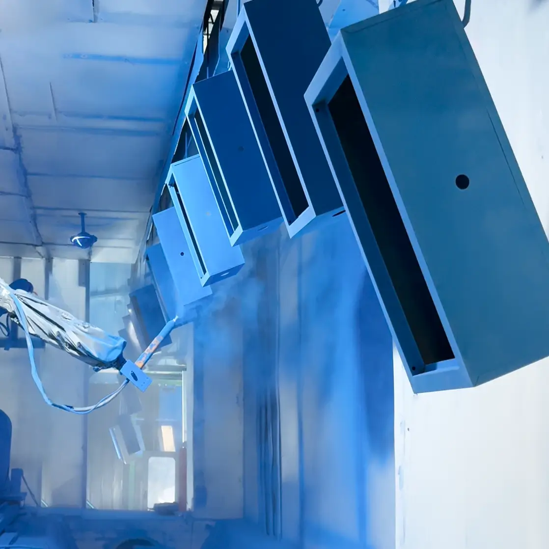 Intelligent Robotic Powder Coating for Cabinet Workpieces